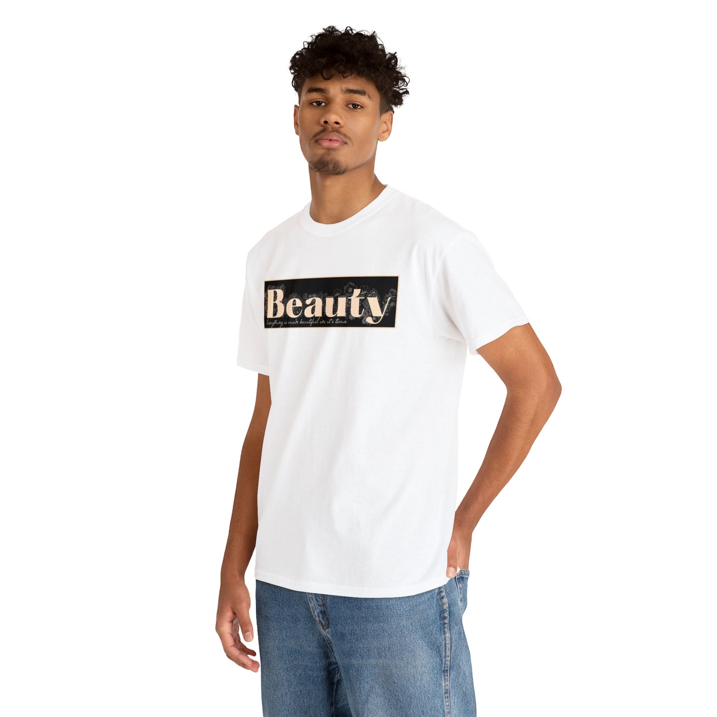 "Beauty" Cotton Graphic Tee - Everything Black & Creamed Honey